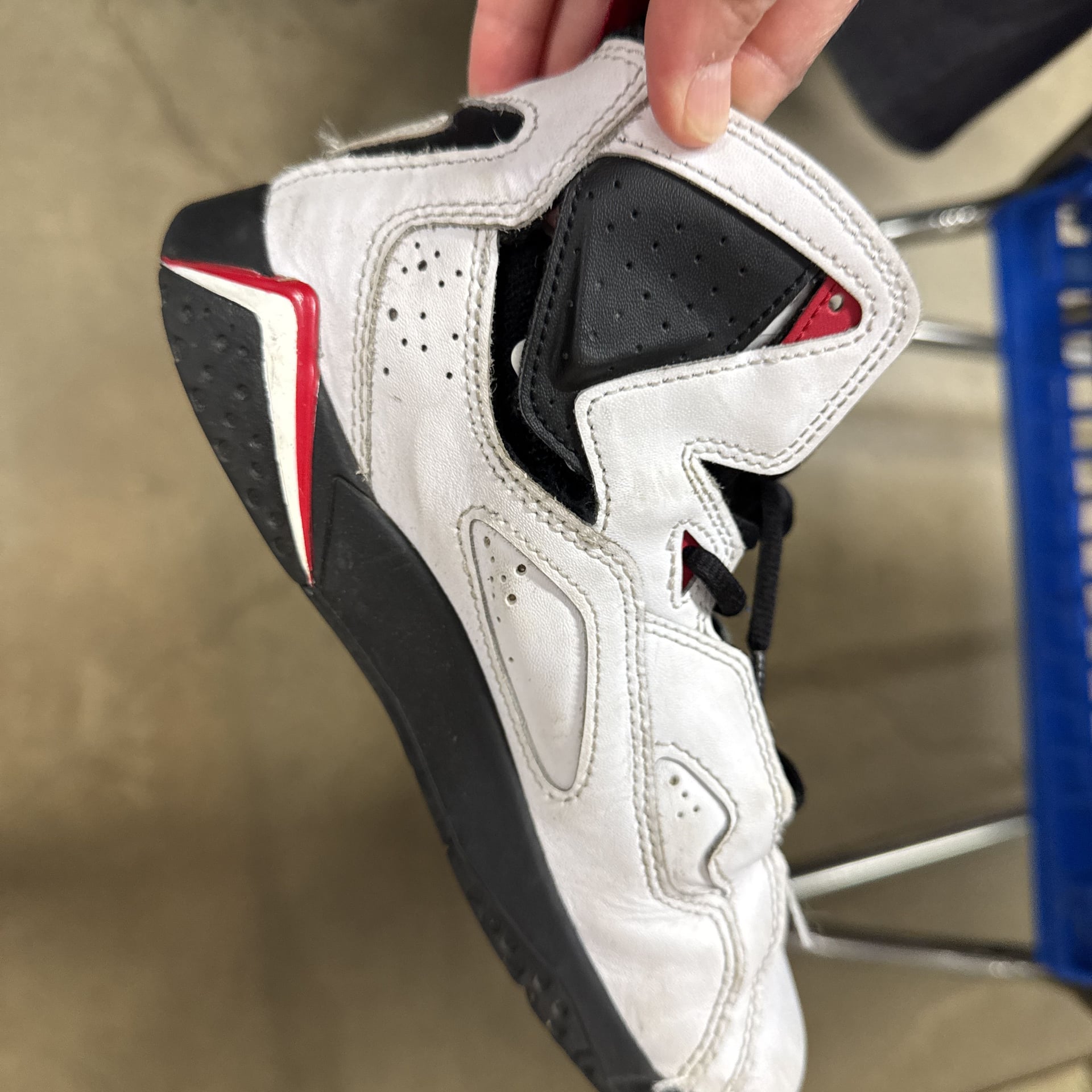 Vintage Nike Air Jordan 7 Retro White Black Red High Top Sneakers 1.5 Y